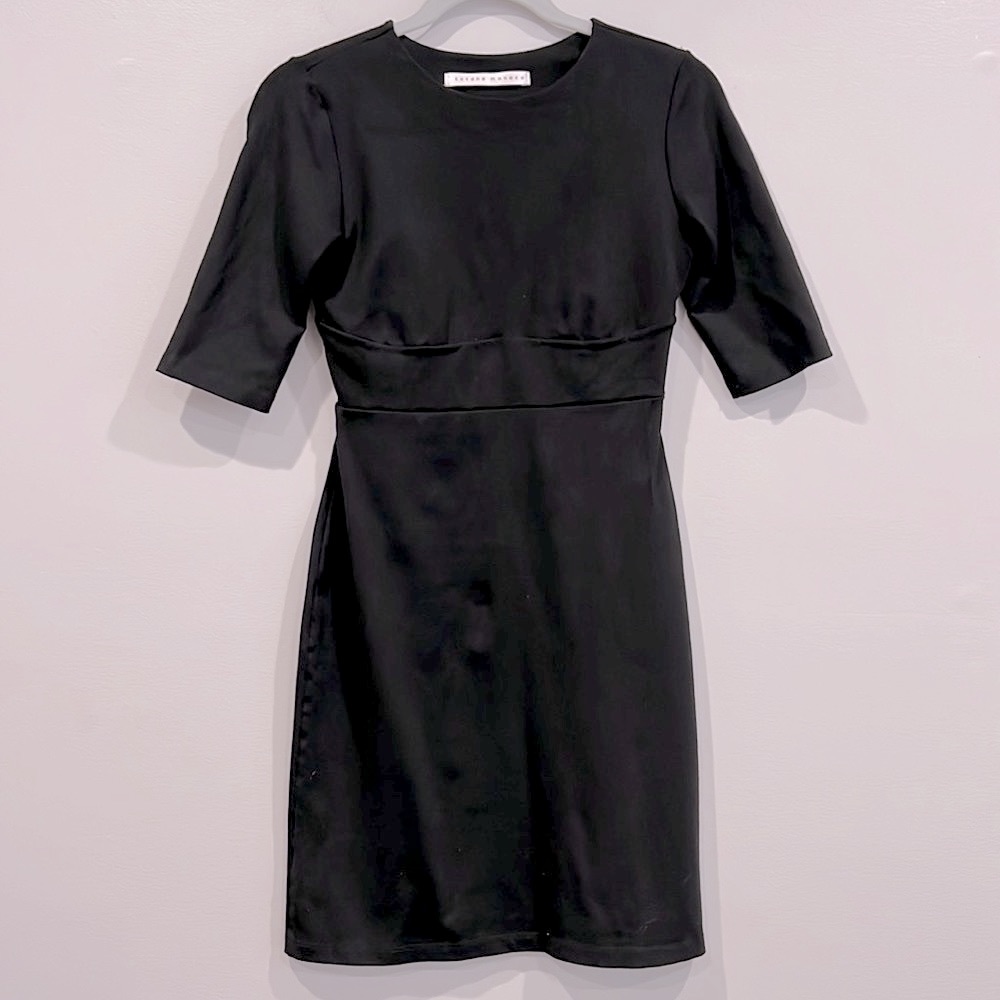 Susana Monaco Open Back Sexy Little Black Short Sleeve Stretch Mini Dress M 6 8 - Picture 12 of 12